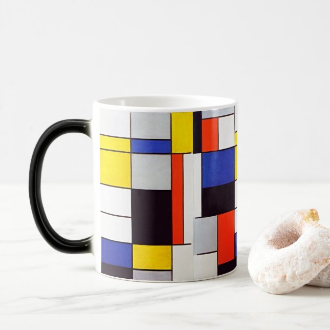 Magic Mug d'art moderne - Harmonie rétro de Piet Mondria (Avec donut)