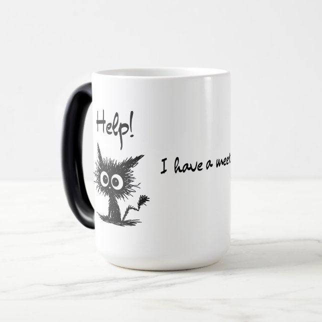 Magic Mug de dessin animé de chat drôle "Au secours ! J' (Devant gauche)