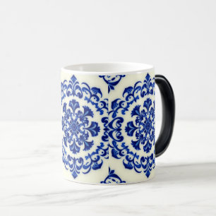 Magic Mug en verre dépoli à motif botanique bleu aquarel