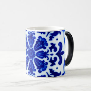 Magic Mug en verre dépoli à motif botanique bleu aquarel