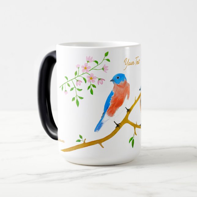 Magic Mug Magique Grand Modèle avec des Merles Bleus (Devant gauche)