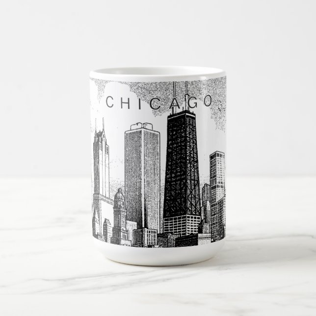 Magic Mug noir moderne sur la skyline de Chicago (Centre)