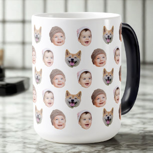 Magic Mug personnalisé visage bébé, Custom Family 3 Phot