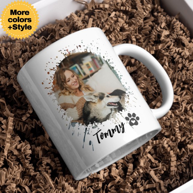 Magic Mug photo pour animaux de compagnie moderne avec n (Modern Pet Photo Mug with Name & Two Pictures)