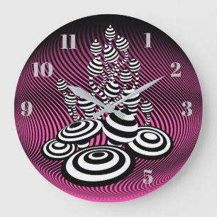 Magic Mushrooms design optique rose horloge murale