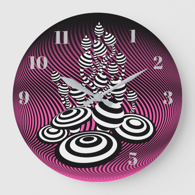 Magic Mushrooms design optique rose horloge murale (Recto)