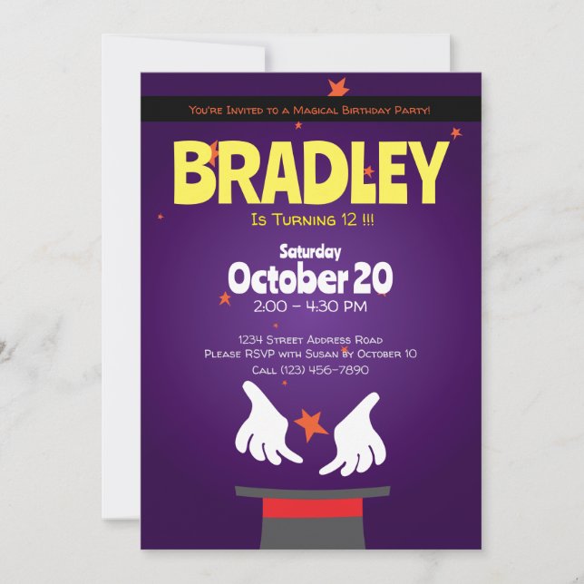 Magic Party Magic Show Invitation (Devant)