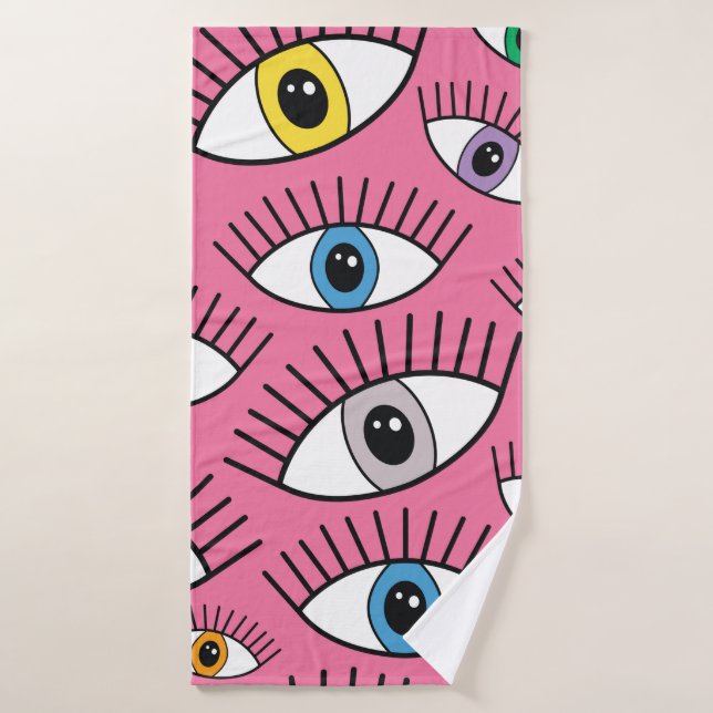 Magic pattern with colorful eyes. Mystic backgroun (Serviette de bain)