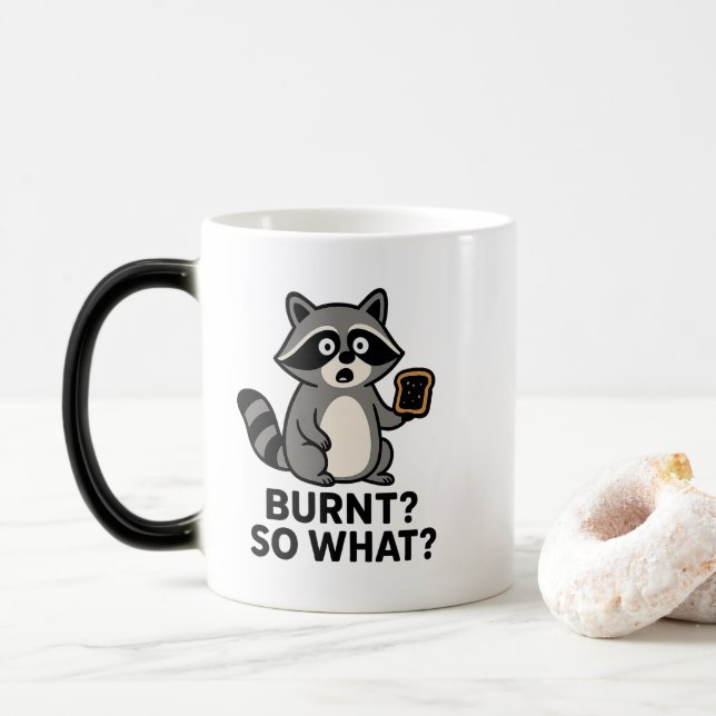 Magic Raccoon Toast Mug – Heat Reveal Cute Animal  (Avec donut)