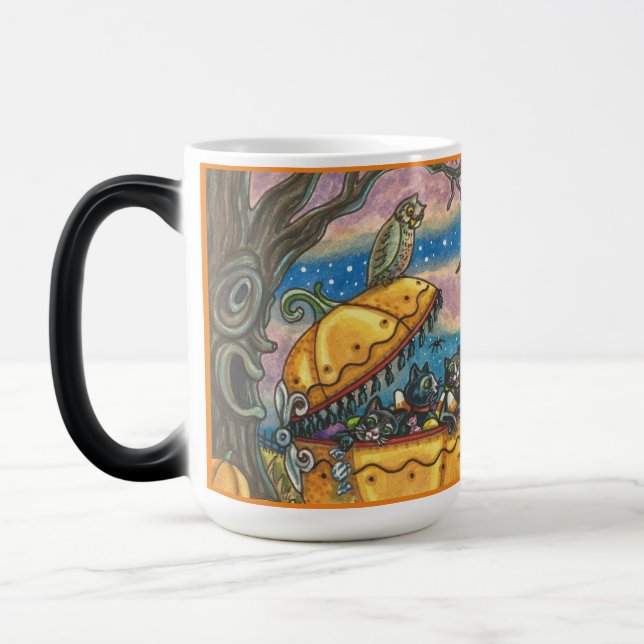 MAGIC SORTE, CHAT NOIR BÉBÉ BUGGY HALLOWEEN MORPHING MUG (Gauche)