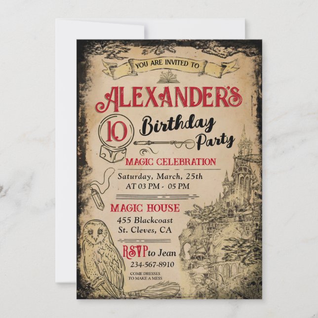 Magic Wizard Invitation de fête d'anniversaire (Devant)