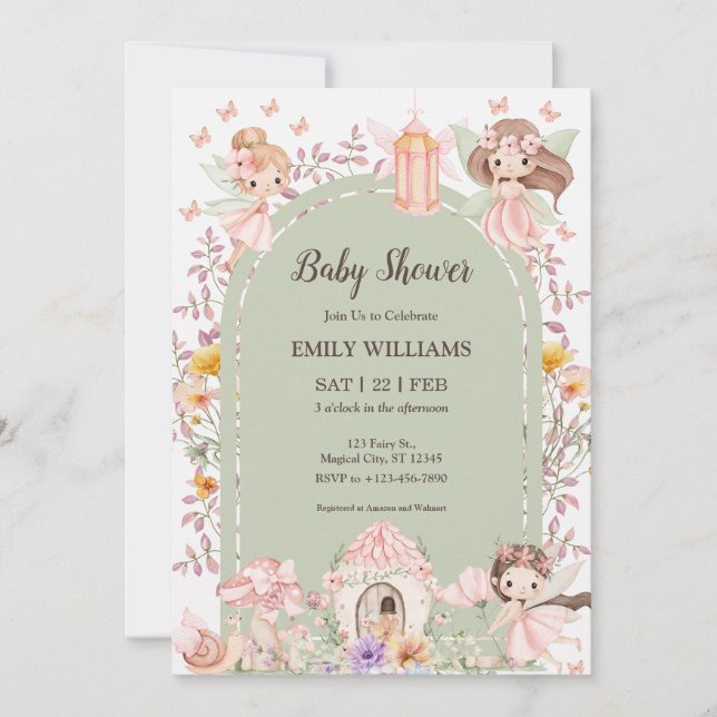 Magical Boho Arch Fairy Baby Shower Invitations (Devant)