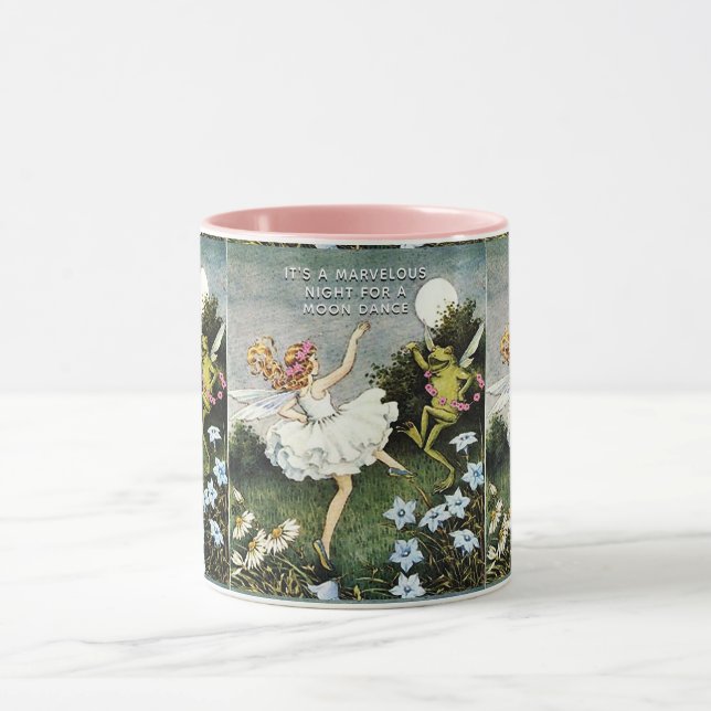 Magical Dancing Fairy and Frog Two-Tone coffee mug (Centre)