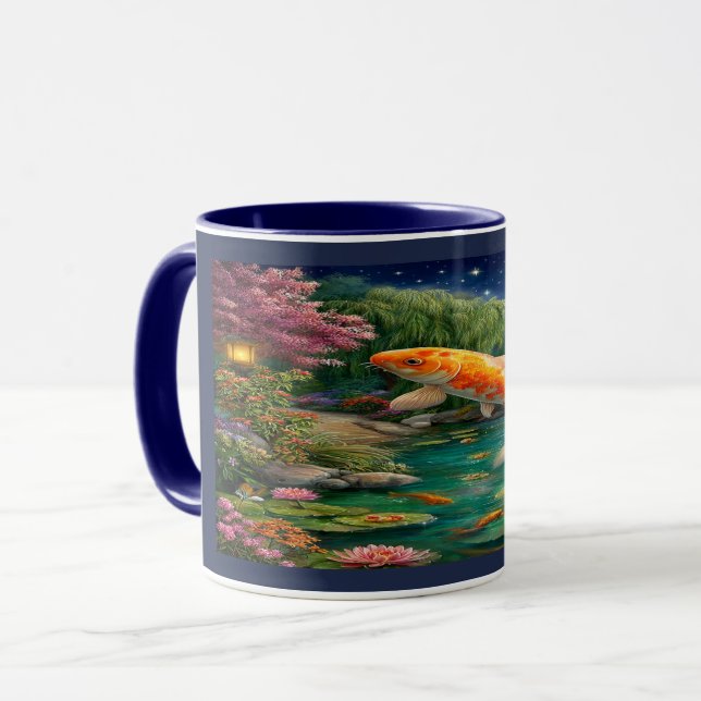 Magical Koi Fish Zen Garden Night Mug (Devant gauche)