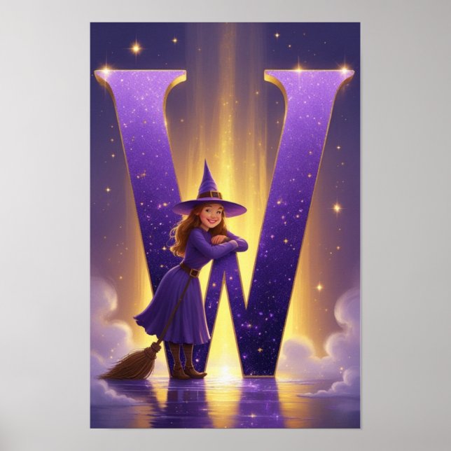 Magical Letter W Wall Art Poster for Kids Room (Devant)