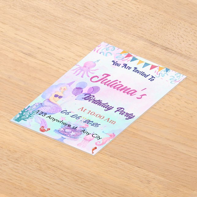 Magical  Mermaid Birthday Invitation (Poser)