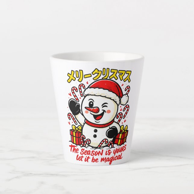 Magical Merry Christmas Snowman Latte Mug Candy Ca (Devant)