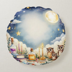 Magical Night Sky Owars Stars Watercolor Coussin