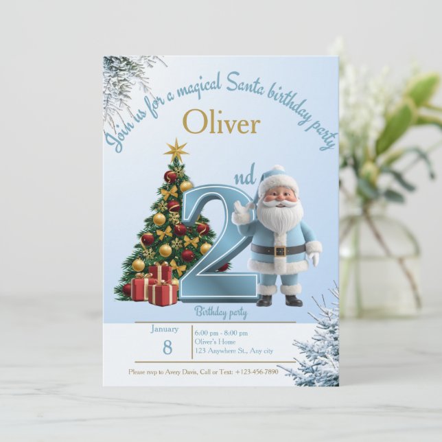 Magical Santa Birthday Invitation – 2nd Birthday (Debout devant)