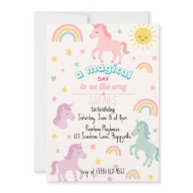 Magical Unicorn 1er anniversaire Invitation pour f