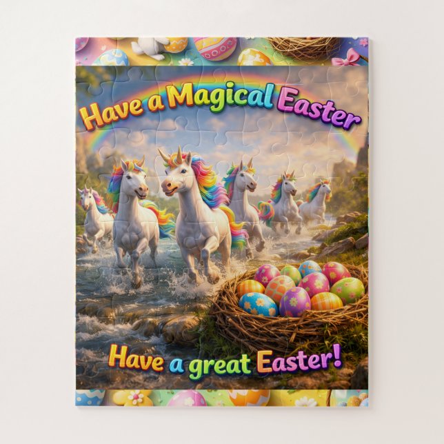 Magical unicorn Easter jigsaw puzzle rainbow fan t (Vertical)