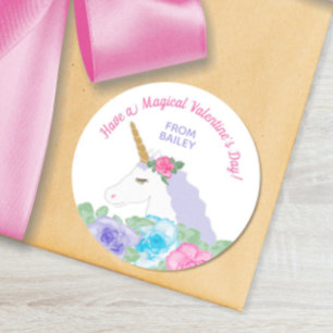 Magical Unicorn Valentine's Day Favor Tag Sticker