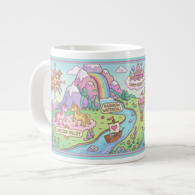 Magical World Map Kids Custom Name Mug (Devant gauche)