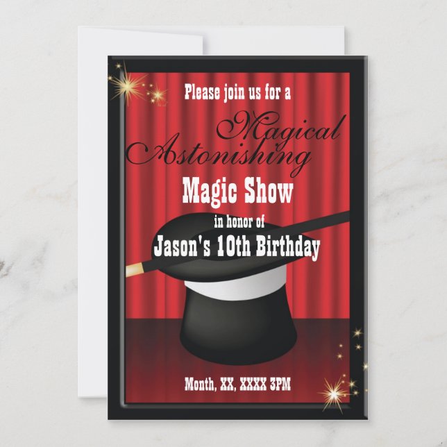 Magicien Anniversaire Fête Invitation personnalisé (Devant)