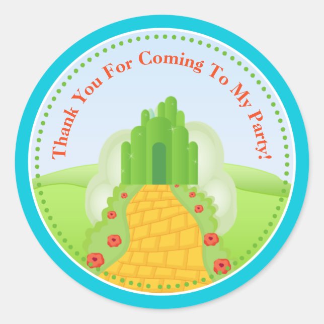 Magicien De Oz Anniversaire Fête Favoriser Sticker (Devant)