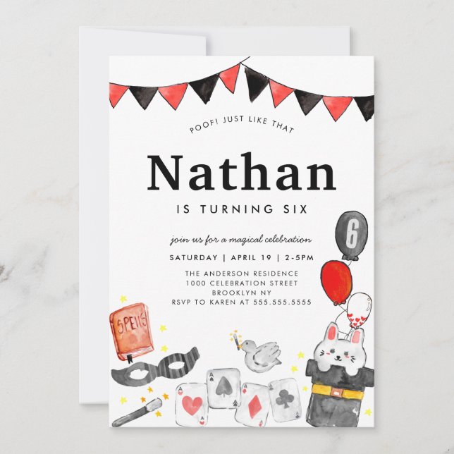 Magicien Rabbit Carte Bande Magique Spectacle Anni (Devant)