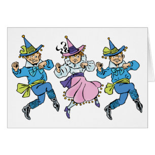 Magicien vintage d'Oz, mignons Munchkins dansants 