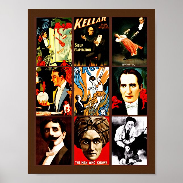 Magicien vintage magie Afficher Affiches Art Colla (Devant)