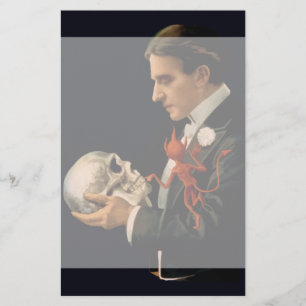 Magicien vintage, Thurston tenant un crâne humain