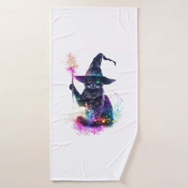 Magie de chat Wizard (Serviette de bain)