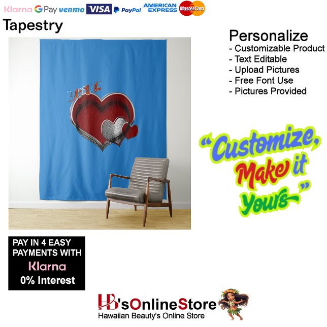 Magie de coeur Bleu Tapisserie d'affaires extra-la (Heart Magic Blue Business Tapestry Extra-Large.)