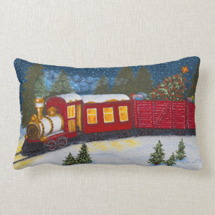 Magie de Noël Coussin de train à vapeur rouge Vint