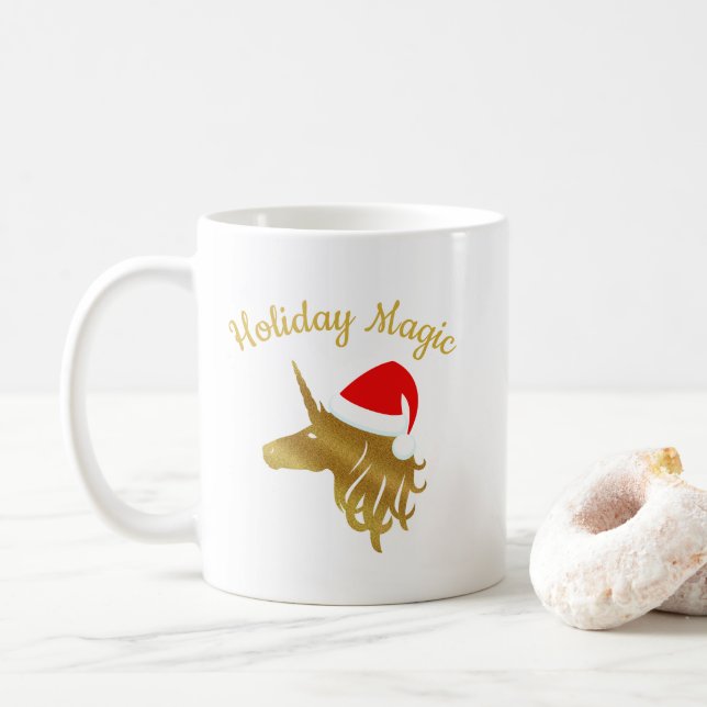 Magie de vacances Unicorn Mug de Noël en rouge (Avec donut)
