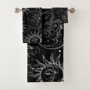 Magie Noire Céleste Soleil Lune Étoiles Vintage