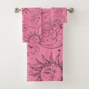 Magie Rose Vintage Céleste Soleil Lune Étoiles
