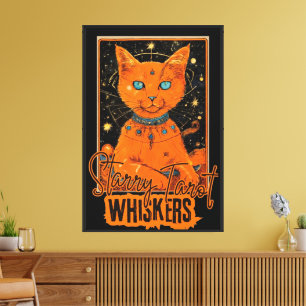 Magie Tarot Chat Orange Impression d'art cosmiqu