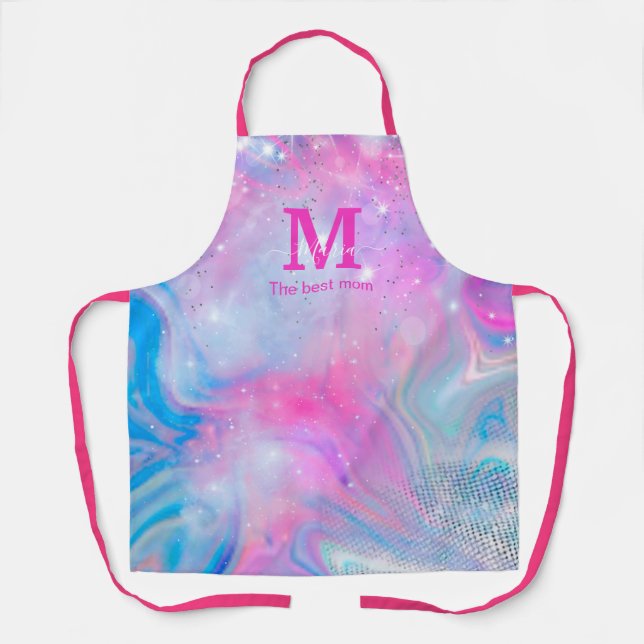 Magie Unicorne rose bleu Holographique tablier (Recto)