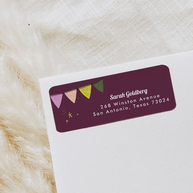 Magie violette Afficher les étiquettes d'adresse d (Purple party banner return address labels.)