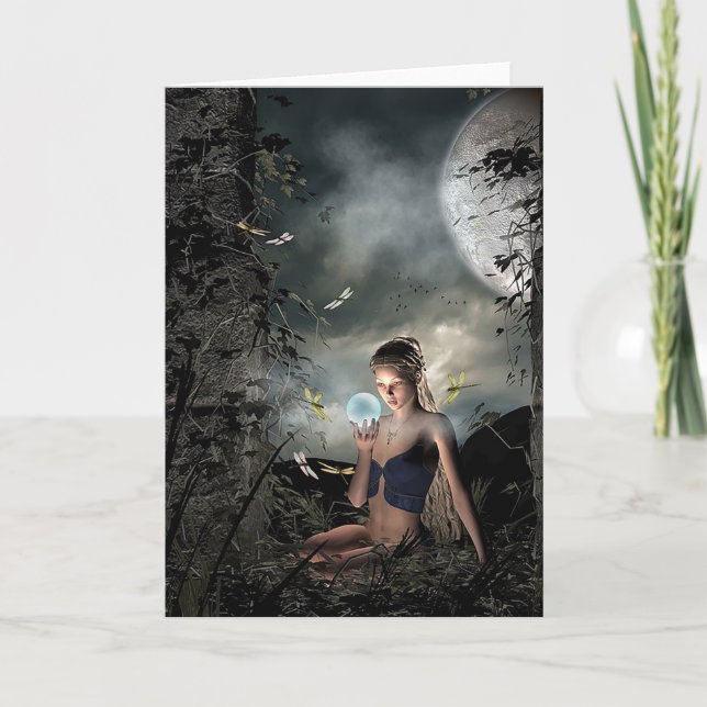 Magique Conte de fée Pleine lune Amitié Carte blan (Devant)