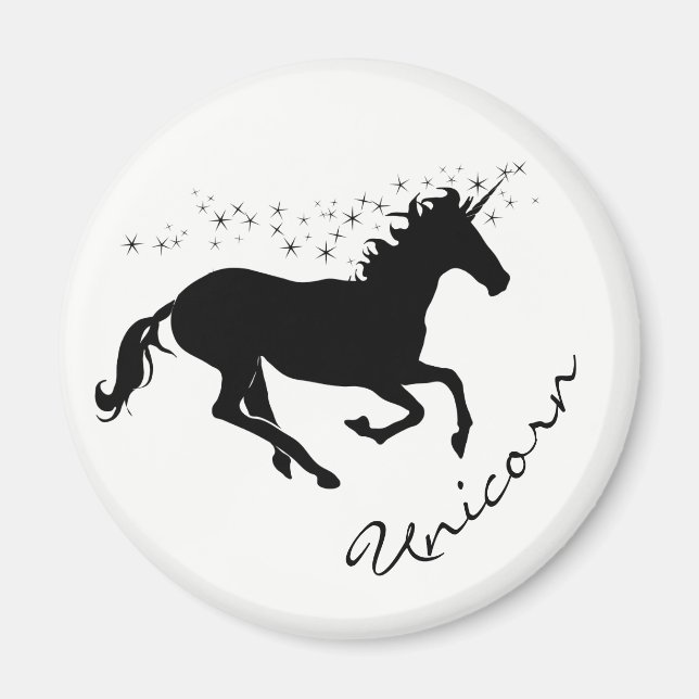 Magique Cute Unicorne noir et blanc Magnet (Devant)