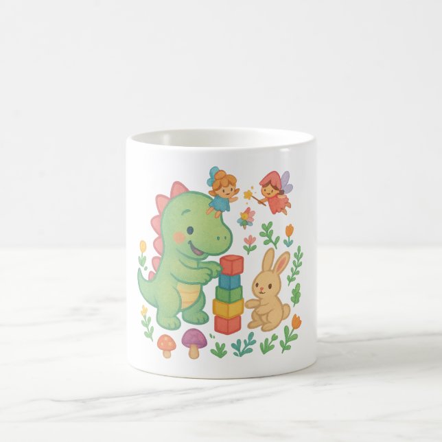 Magique Dino & Bunny - Cute Fairy Tale Amis Mug (Centre)