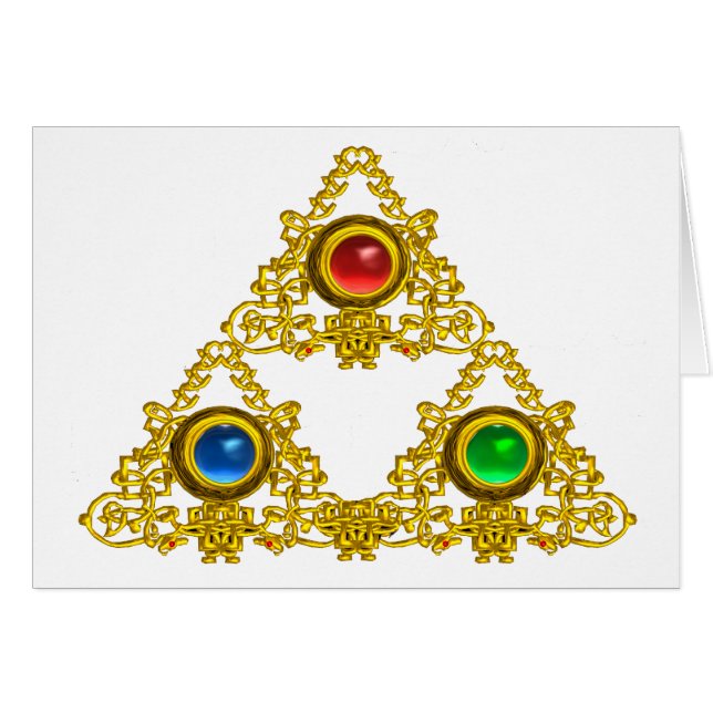 MAGIQUE ELFIC TALISMAN /GOLD TRIANGLE AVEC GEMSTON (Devant horizontal)