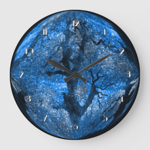 Magique Hiver Bleu cristal Boule Mur Horloge