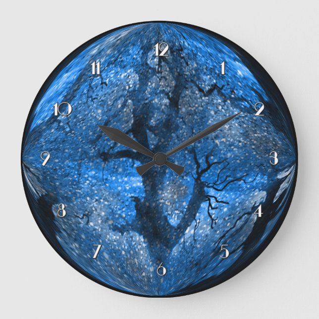 Magique Hiver Bleu cristal Boule Mur Horloge (Recto)