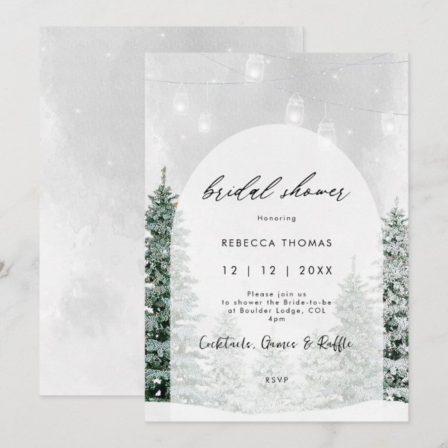 magique hiver neige nuptiale douche Invitation (Devant / Derrière)