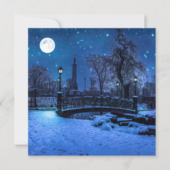 Magique nuit d'hiver avec ciel étoilé et pleine lu (Devant)